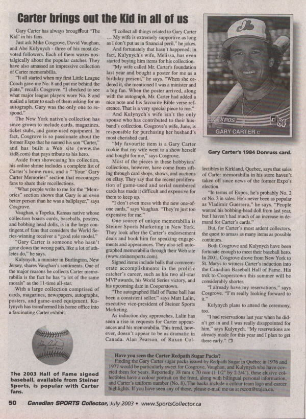CANADIAN SPORTS COLLECTOR ~ JULY 2003 ~ page 50